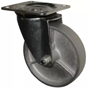 Большегрузное чугунное колесо без резины 60 мм (поворотное, площадка, светлый обод) - SCss 90