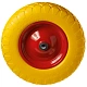 Пенополиуретановое колесо, диаметр 380мм, металлический обод, симметричная ступица, шариковый подшипник, 380 мм, ось 16 мм, 4.00-8 - PU 3000-16